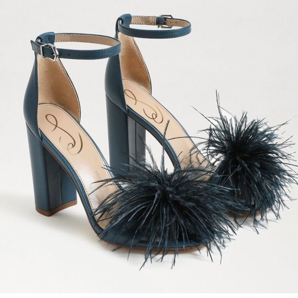 San Edelman Shoes - San Edelman yarofeather sandals heels women blue ankle strap New sz#6M